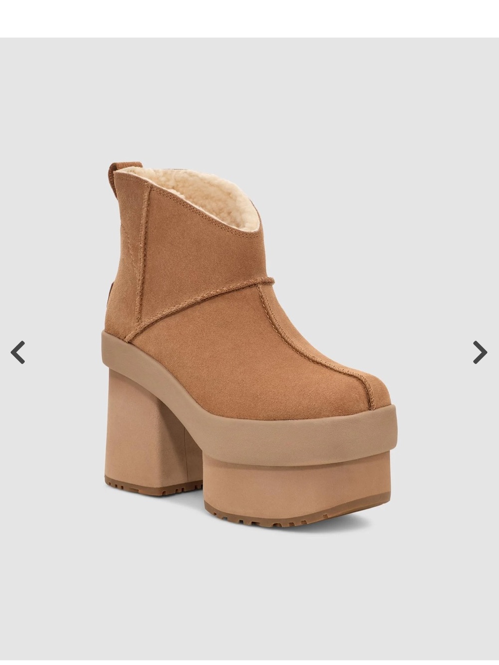 UGG Tan Chunky Platform Shearling Booties - Picture 3 of 7